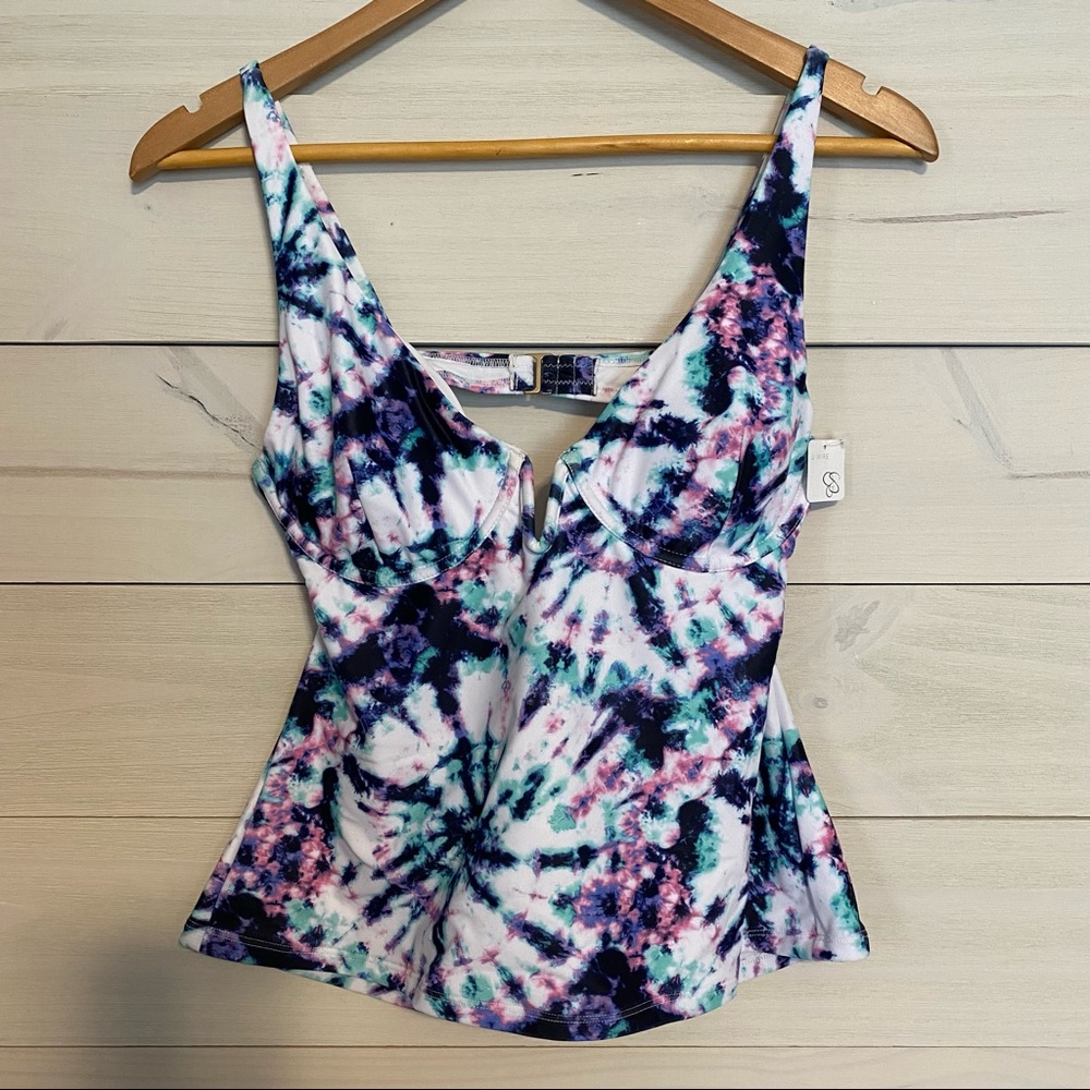 JESSICA SIMPSON tied dyed tankini top sz S